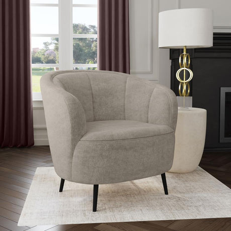 Ellorie Beige Upholstered Channel Back Curved Chair by Coaster at Eve Furniture