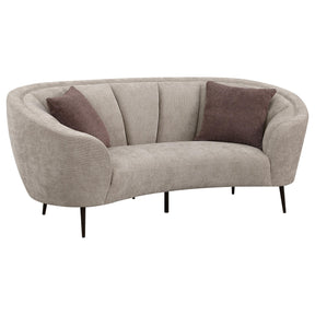 Ellorie Beige Upholstered Channel Back Curved Loveseat by Coaster at Eve Furniture
