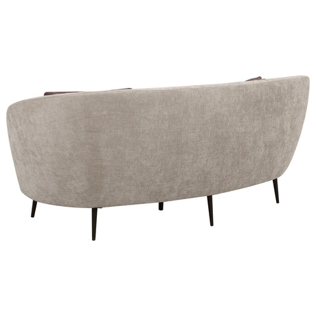 Ellorie Beige Upholstered Channel Back Curved Loveseat by Coaster at Eve Furniture