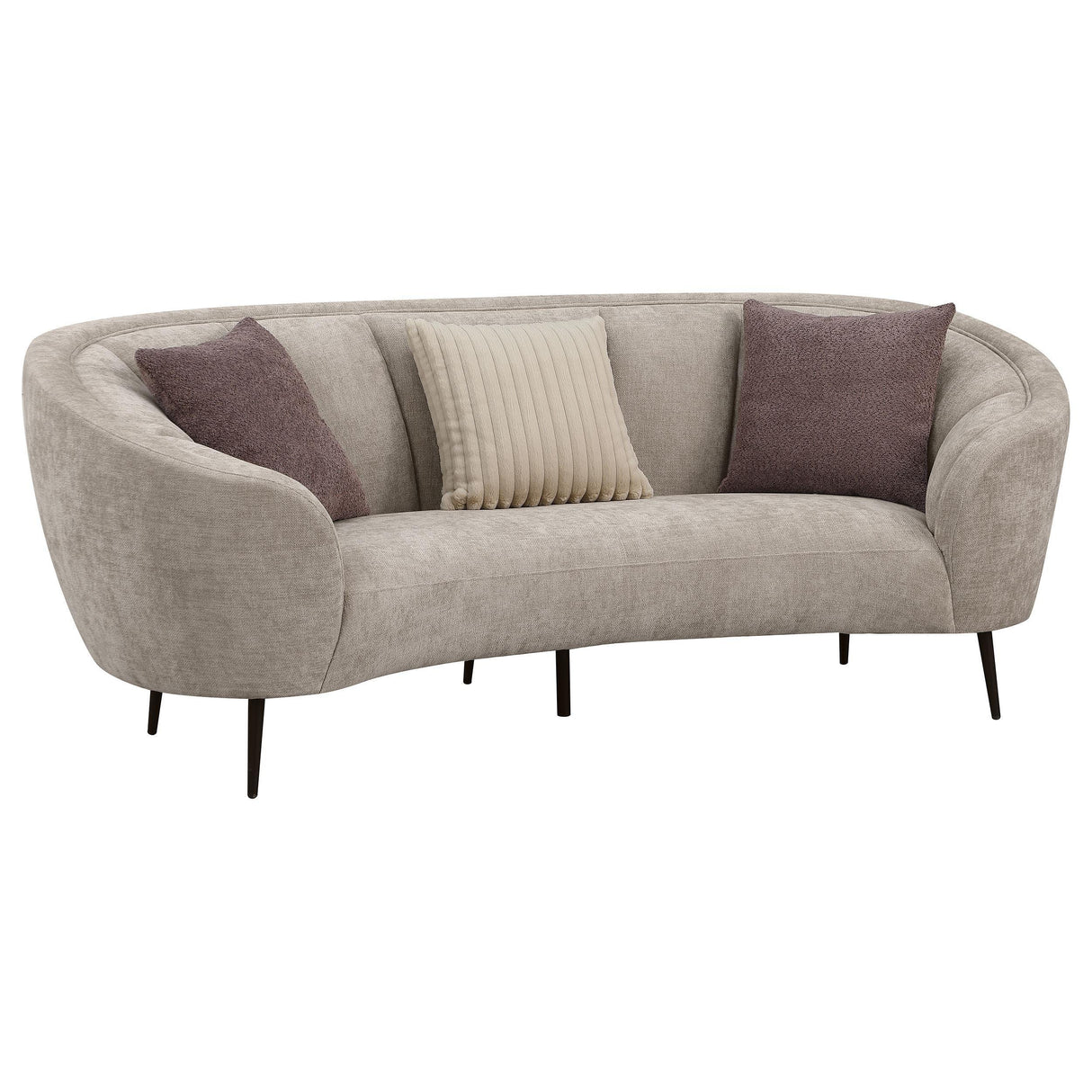 Ellorie Beige Upholstered Channel Back Curved Sofa by Coaster at Eve Furniture