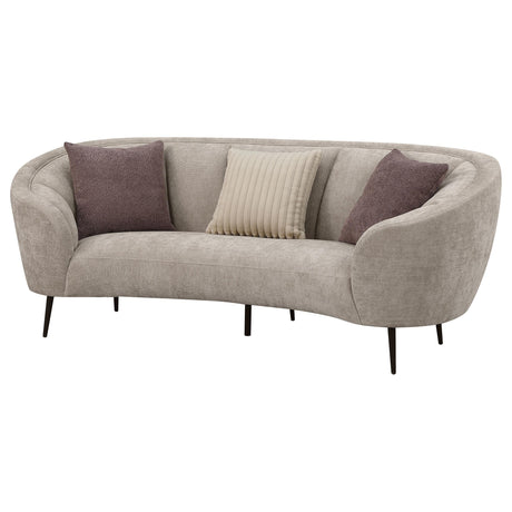 Ellorie Beige Upholstered Channel Back Curved Sofa by Coaster at Eve Furniture