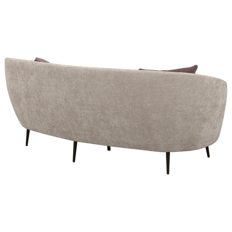 Ellorie Beige Upholstered Channel Back Curved Sofa by Coaster at Eve Furniture