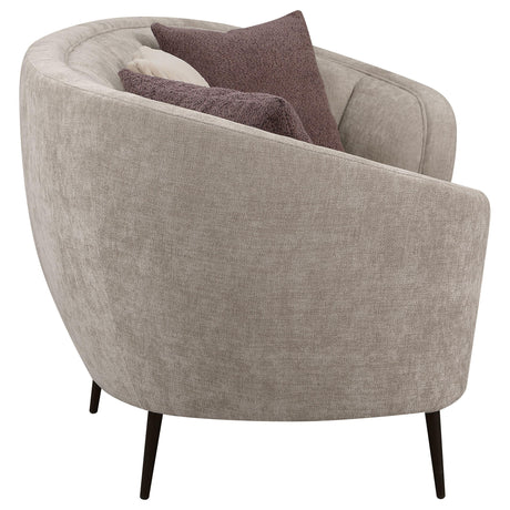 Ellorie Beige Upholstered Channel Back Curved Sofa by Coaster at Eve Furniture