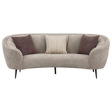 Ellorie Beige Upholstered Channel Back Curved Sofa by Coaster at Eve Furniture