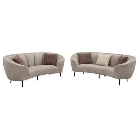 Ellorie Beige Upholstered Curved Living Room Set by Coaster at Eve Furniture