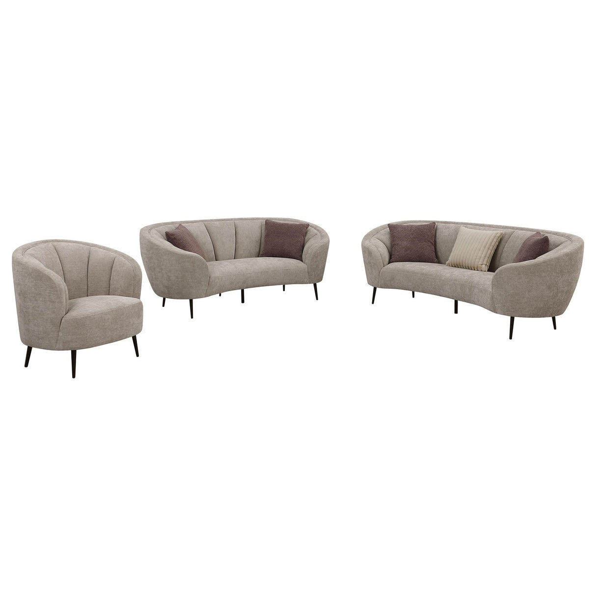 Ellorie Beige Upholstered Curved Living Room Set by Coaster at Eve Furniture