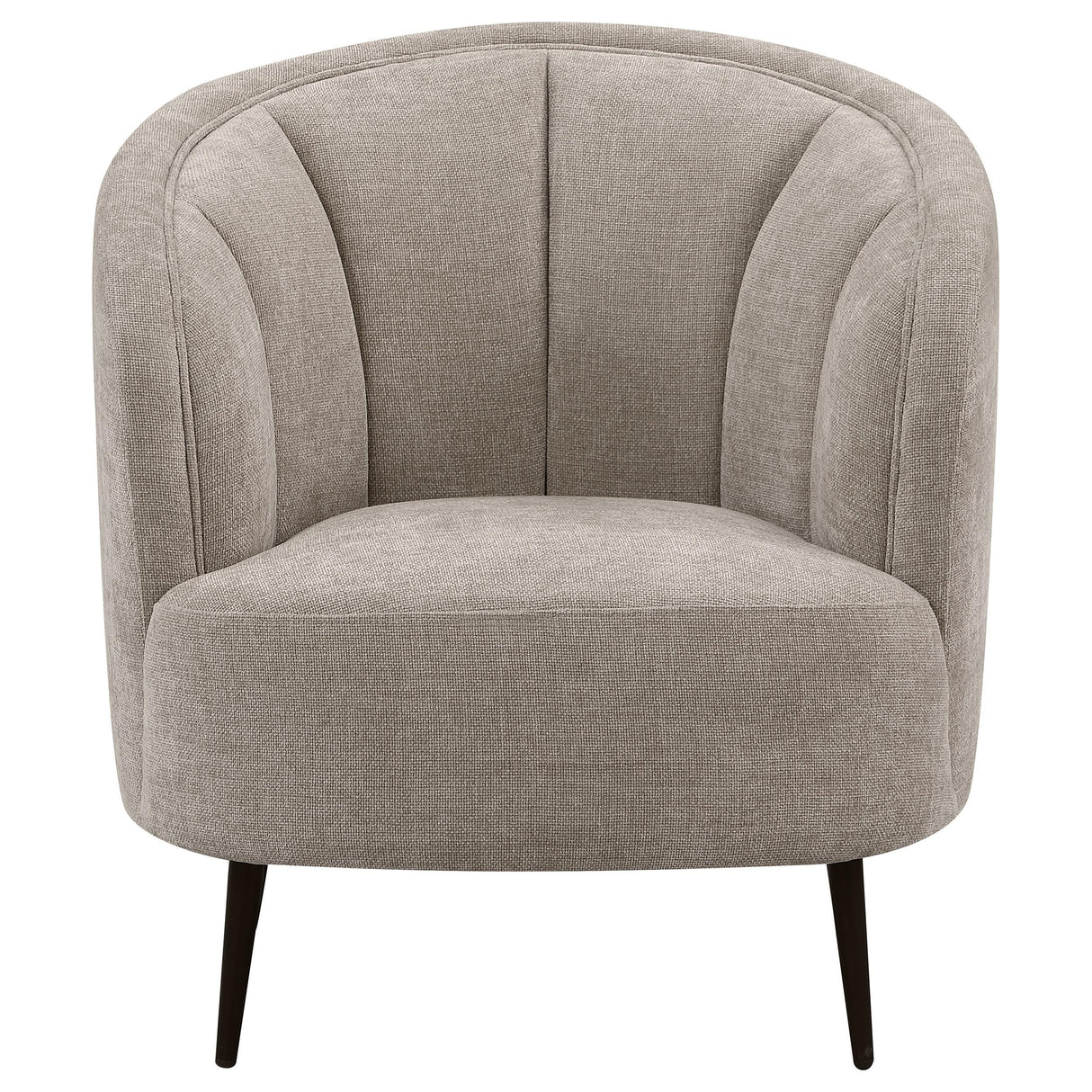 Ellorie Beige Upholstered Channel Back Curved Chair