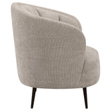 Ellorie Beige Upholstered Channel Back Curved Chair