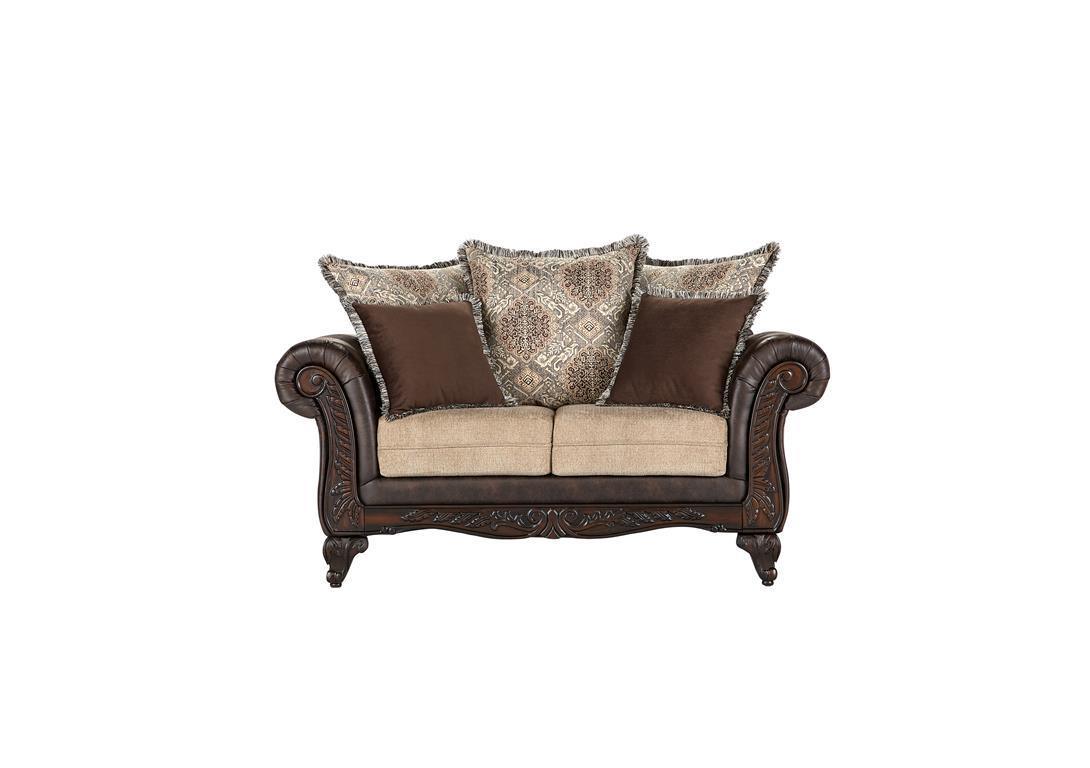 Elmbrook Brown 2-piece Upholstered Rolled Arm Sofa and Loveseat by Coaster at Eve Furniture