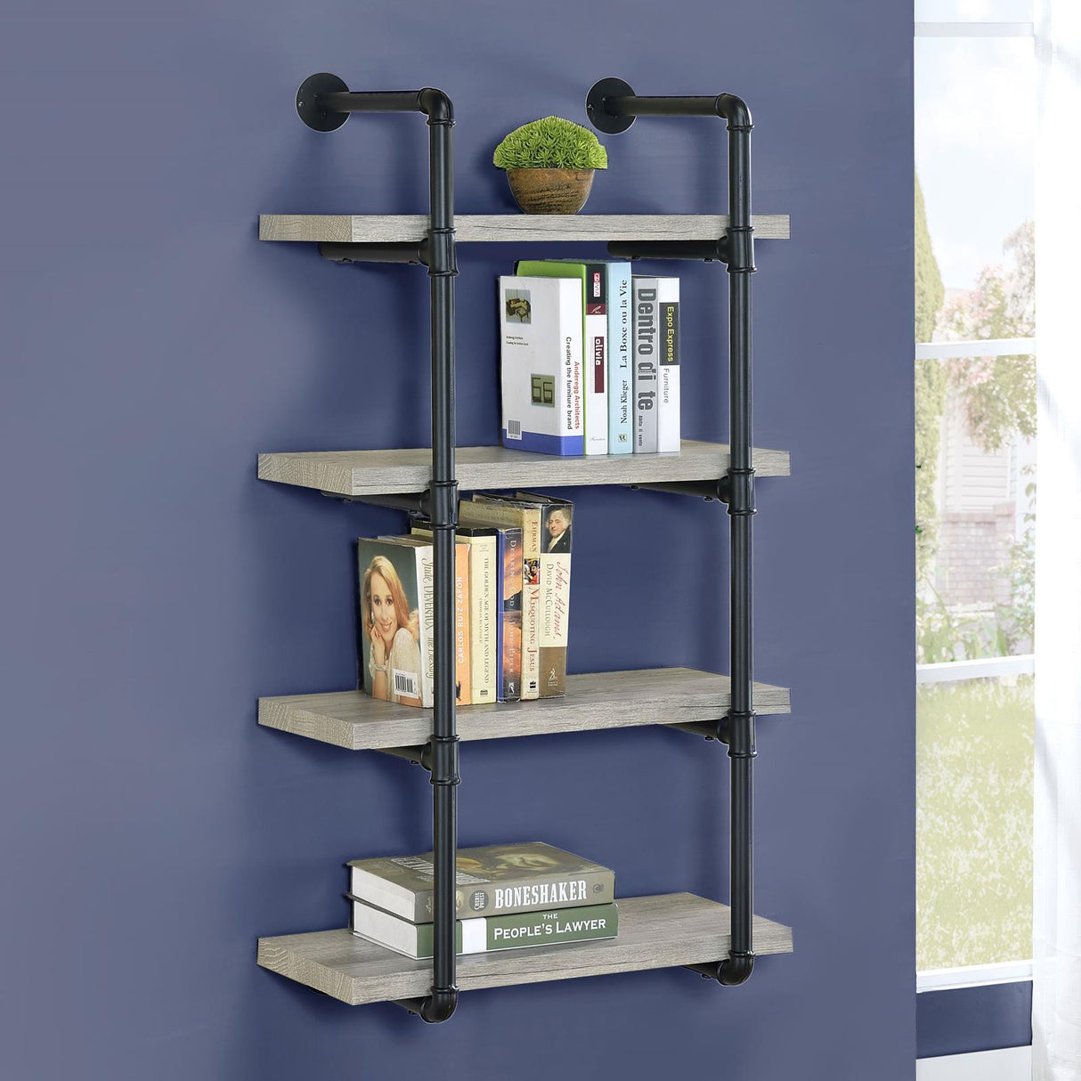 Elmcrest 24-inch Wall Shelf Black/Gray Driftwood