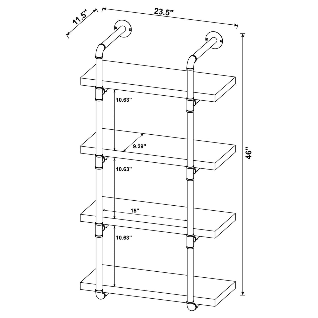 Elmcrest 24-inch Wall Shelf Black/Rustic Oak