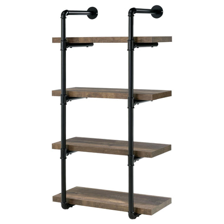 Elmcrest 24-inch Wall Shelf Black/Rustic Oak by Coaster at Eve Furniture