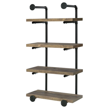 Elmcrest 24-inch Wall Shelf Black/Rustic Oak by Coaster at Eve Furniture