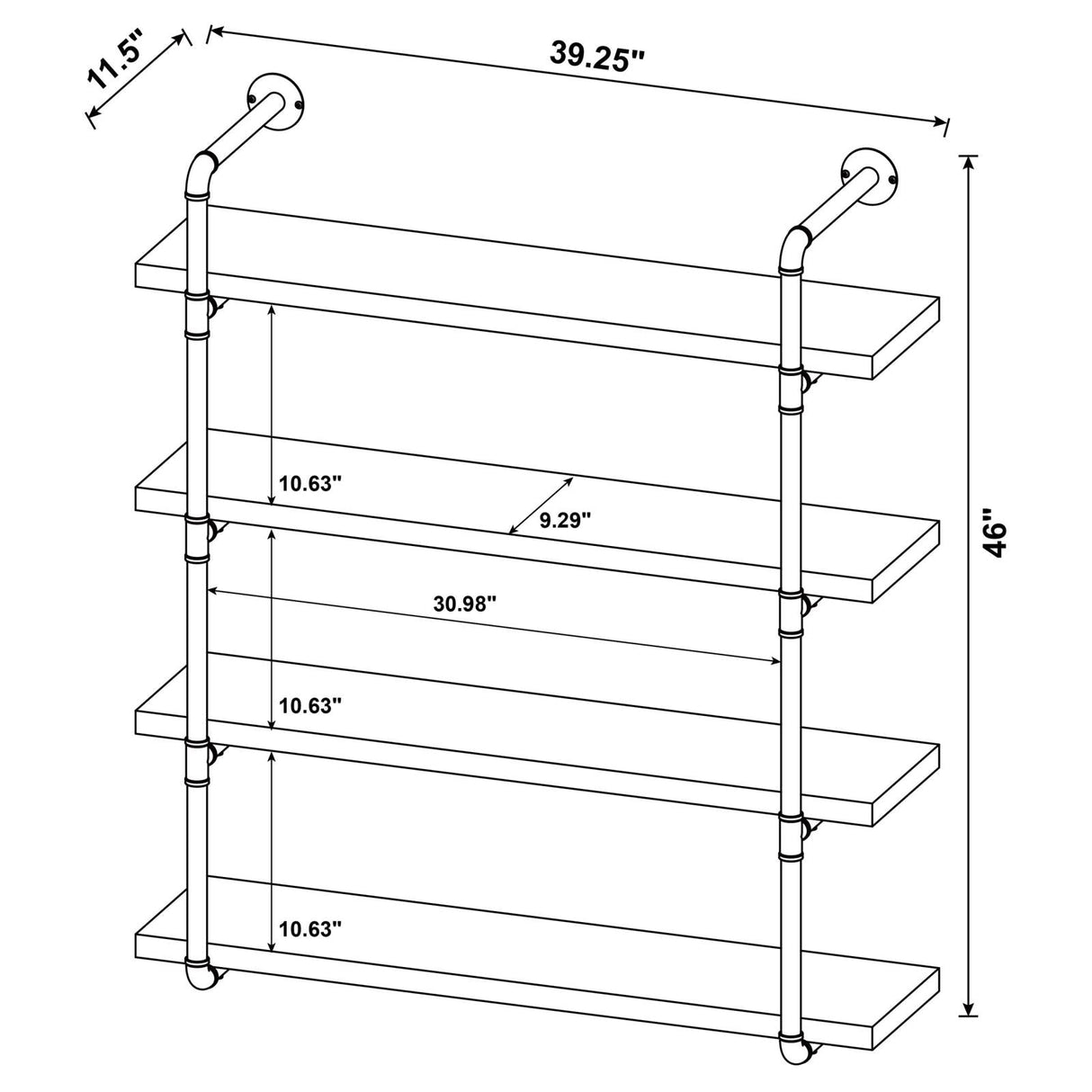 Elmcrest 40-inch Wall Shelf Black/Gray Driftwood