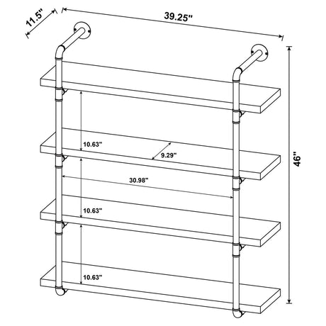 Elmcrest 40-inch Wall Shelf Black/Rustic Oak by Coaster at Eve Furniture