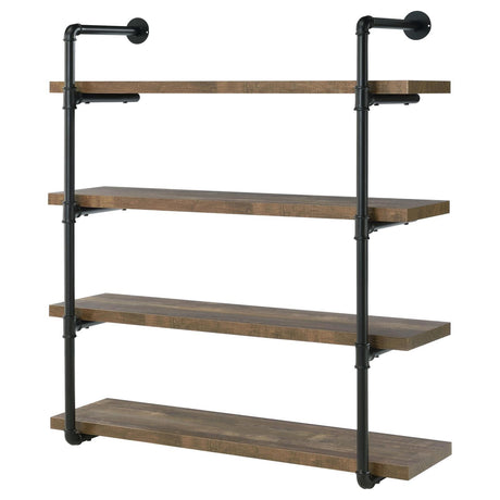 Elmcrest 40-inch Wall Shelf Black/Rustic Oak by Coaster at Eve Furniture