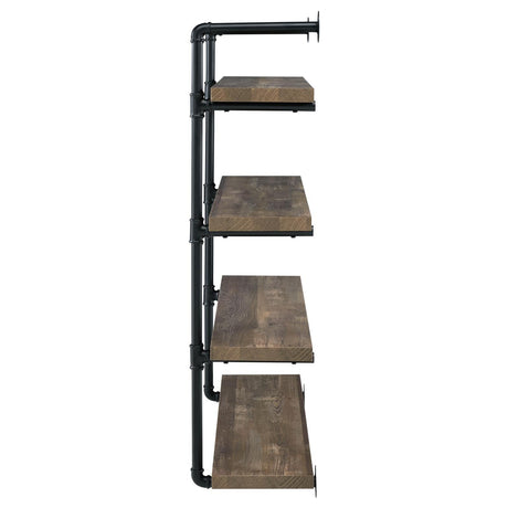 Elmcrest 40-inch Wall Shelf Black/Rustic Oak by Coaster at Eve Furniture