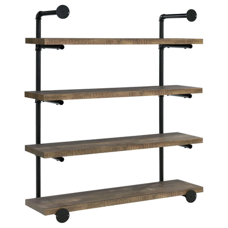 Elmcrest 40-inch Wall Shelf Black/Rustic Oak by Coaster at Eve Furniture