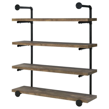 Elmcrest 40-inch Wall Shelf Black/Rustic Oak by Coaster at Eve Furniture