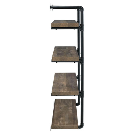 Elmcrest 40-inch Wall Shelf Black/Rustic Oak by Coaster at Eve Furniture