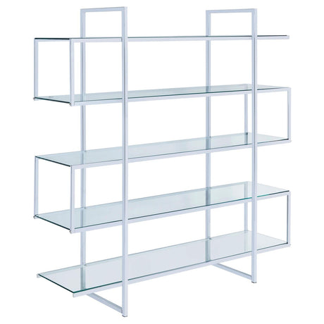 Elmer Clear/Chrome 5-Shelf Bookcase by Coaster at Eve Furniture