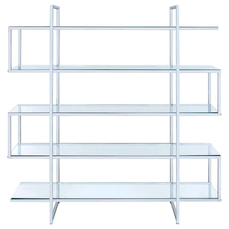 Elmer Clear/Chrome 5-Shelf Bookcase by Coaster at Eve Furniture