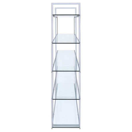 Elmer Clear/Chrome 5-Shelf Bookcase by Coaster at Eve Furniture
