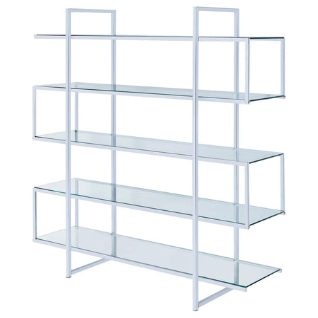 Elmer Clear/Chrome 5-Shelf Bookcase by Coaster at Eve Furniture