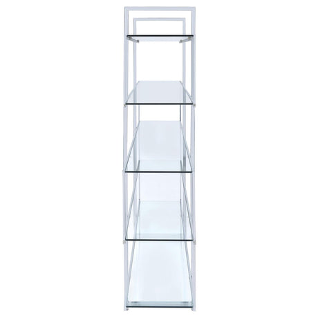 Elmer Clear/Chrome 5-Shelf Bookcase by Coaster at Eve Furniture