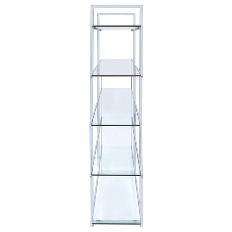 Elmer Clear/Chrome 5-Shelf Bookcase by Coaster at Eve Furniture