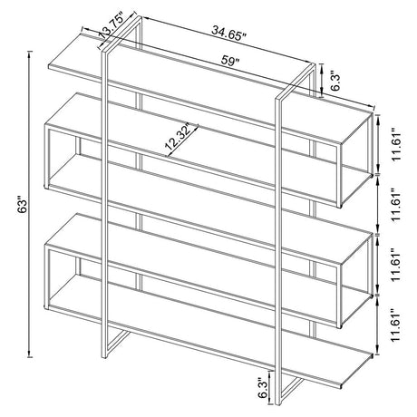Elmer Clear/Chrome 5-Shelf Bookcase by Coaster at Eve Furniture