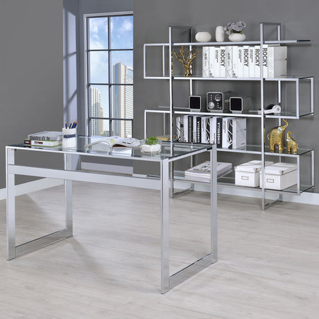 Elmer Clear/Chrome 5-Shelf Bookcase by Coaster at Eve Furniture