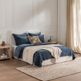Elms Crisp Blue Velvet Quilt Collection by Classic Home at Eve Furniture