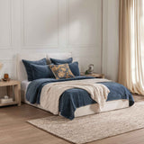 Elms Crisp Blue Velvet Quilt Collection by Classic Home at Eve Furniture