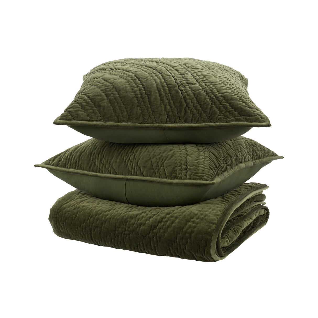 Elms Loden Green Velvet Quilt Collection by Classic Home at Eve Furniture