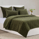 Elms Loden Green Velvet Quilt Collection by Classic Home at Eve Furniture