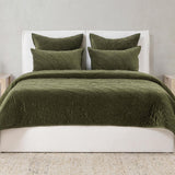 Elms Loden Green Velvet Quilt Collection by Classic Home at Eve Furniture