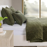 Elms Loden Green Velvet Quilt Collection by Classic Home at Eve Furniture