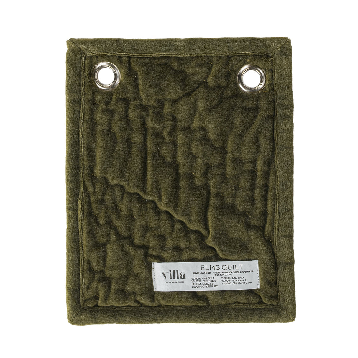 Elms Loden Green Velvet Quilt Collection by Classic Home at Eve Furniture