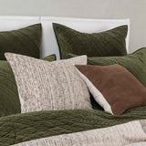 Elms Loden Green Velvet Quilt Collection by Classic Home at Eve Furniture
