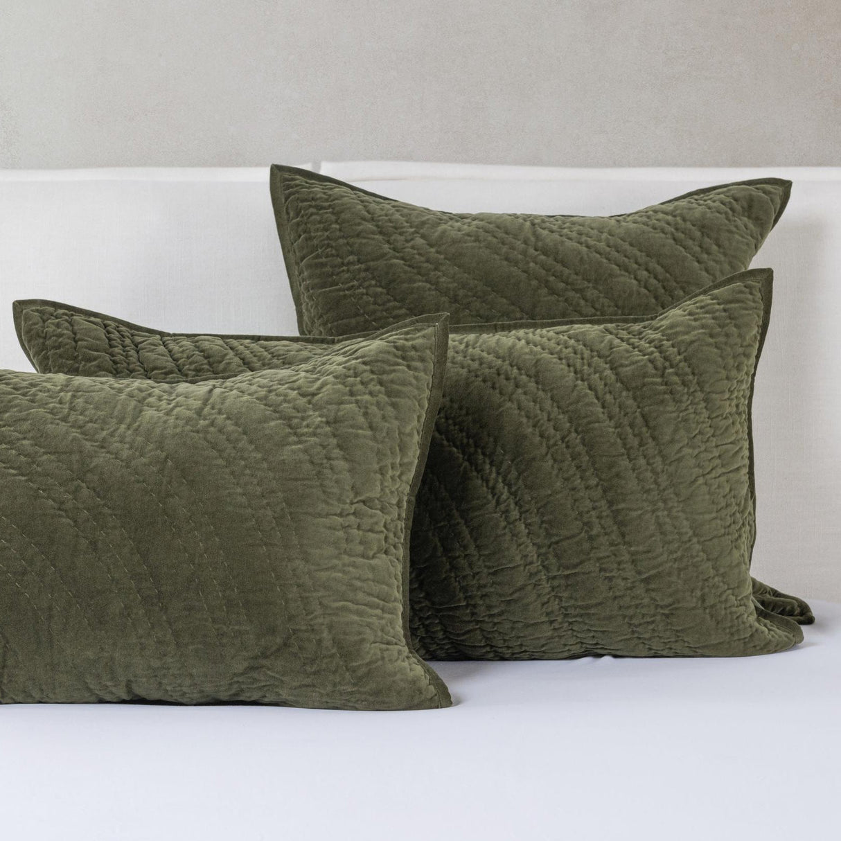 Elms Loden Green Velvet Quilt Collection by Classic Home at Eve Furniture