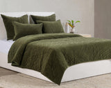 Elms Loden Green Velvet Quilt Collection by Classic Home at Eve Furniture