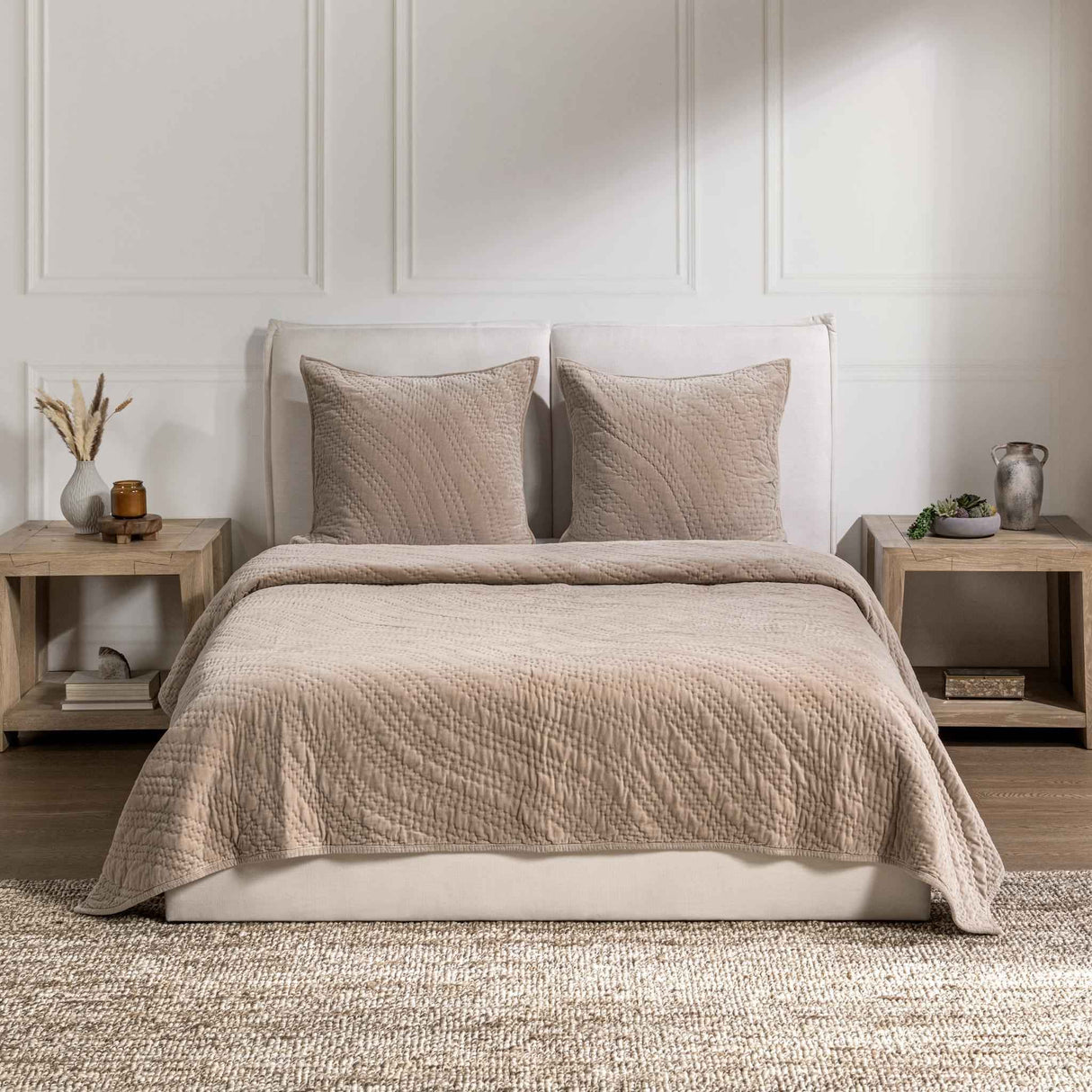 Elms Velvet Pebble Velvet Quilt Collection by Classic Home at Eve Furniture