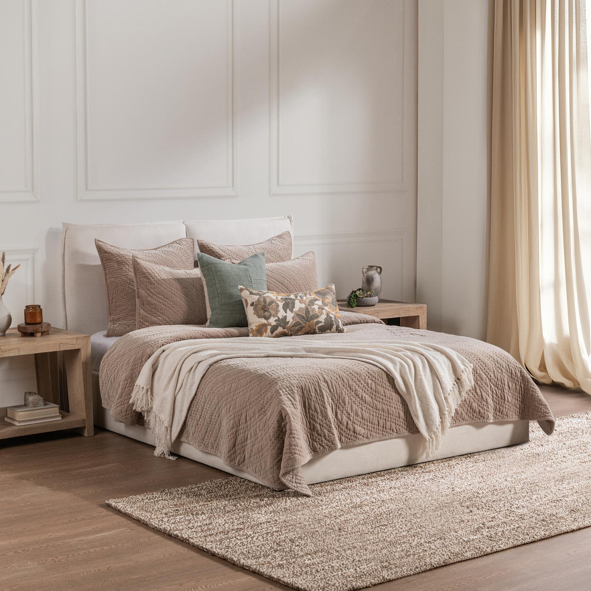 Elms Velvet Pebble Velvet Quilt Collection by Classic Home at Eve Furniture