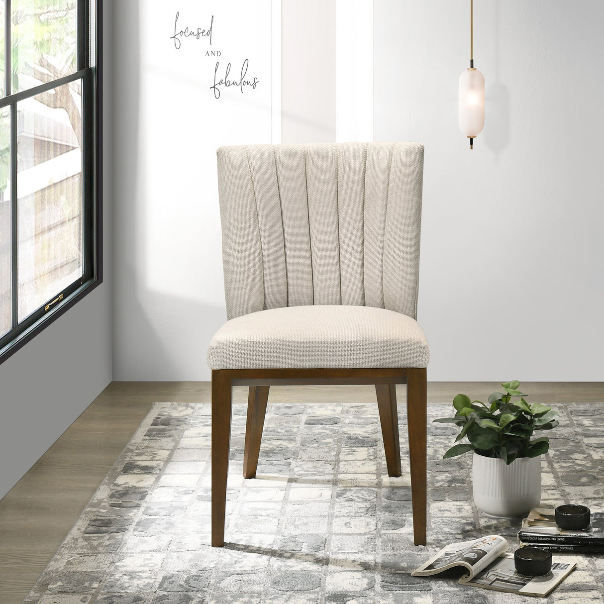 Elmwood Beige Fabric Dining Chair (Set Of 2) by Ashcroft Furniture at Eve Furniture
