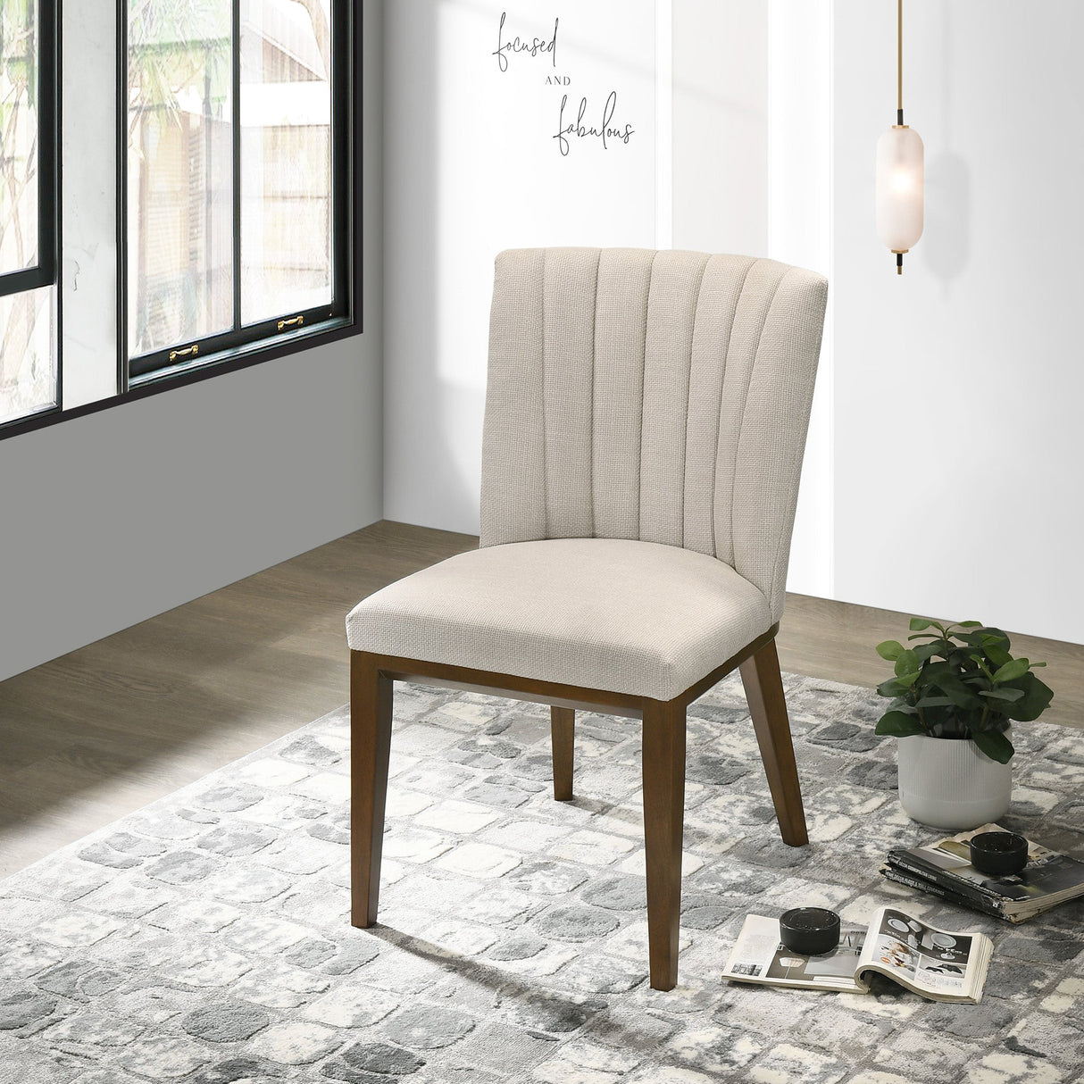 Elmwood Beige Fabric Dining Chair (Set Of 2) by Ashcroft Furniture at Eve Furniture