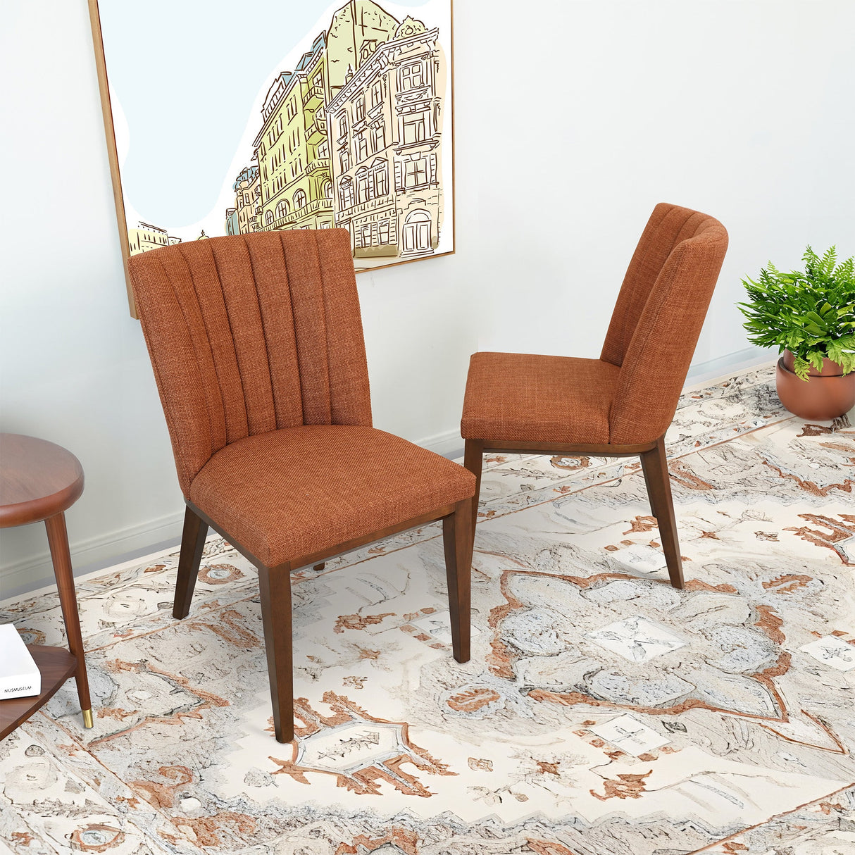 Elmwood Orange Fabric Dining Chair (Set Of 2) by Ashcroft Imports at Eve Furniture