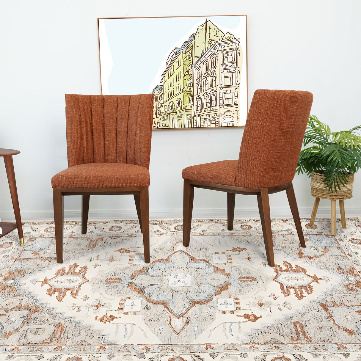 Elmwood Orange Fabric Dining Chair (Set Of 2) by Ashcroft Imports at Eve Furniture