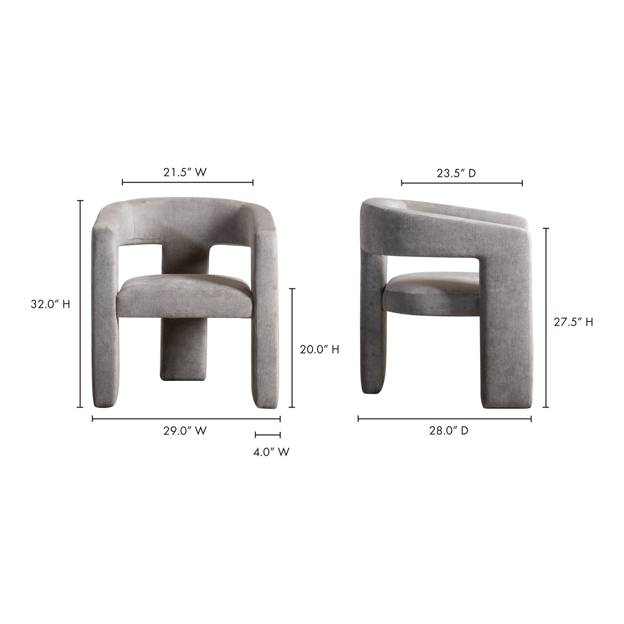 Elo Grey Chair Light by Moe's Home at Eve Furniture