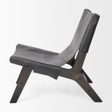 Elodie 24.4L x 33.9W x 30.7H Black Leather W/Black Stain Beech Wood Frame Accent Chair by Mercana at Eve Furniture